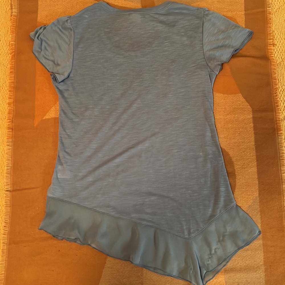 NWT Lucky Mayfly Floral Shirt with Dragonfly & Asymmetrical sheer hem detail, L - Picture 2 of 9